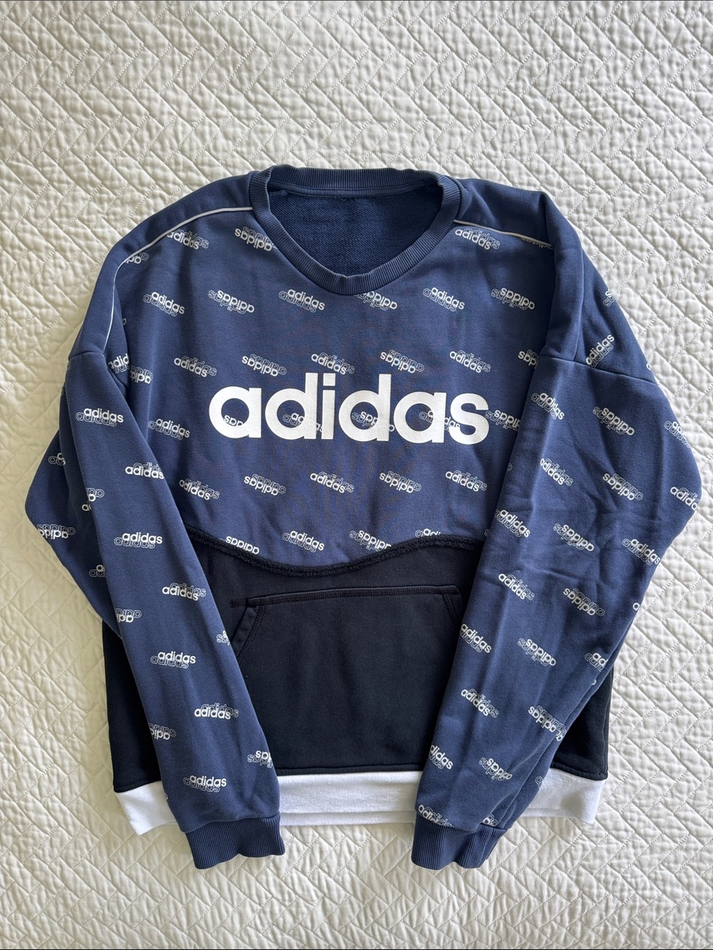 adidas Navy and Black Logo Crewneck Sweatshirt (custom by @upcyclex)